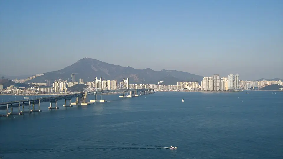 Gwangan Bridge and Haeundae skyline viewed from Igidae