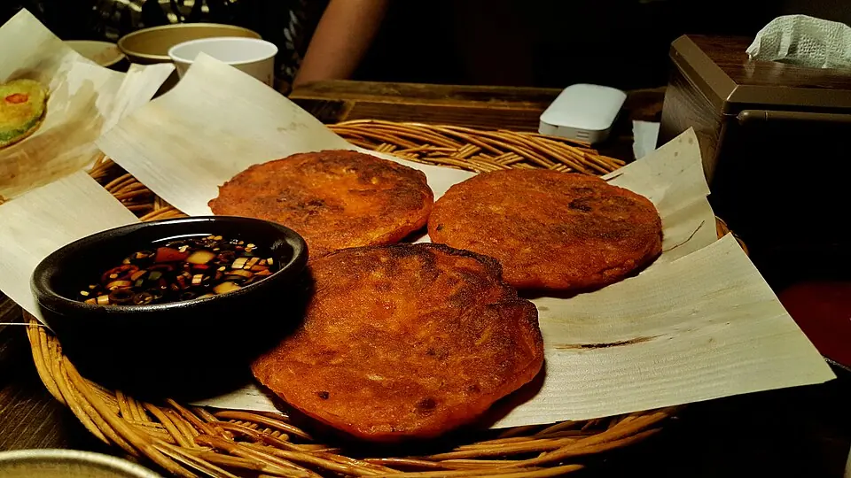 Bindaetteok — mung-bean pancakes
