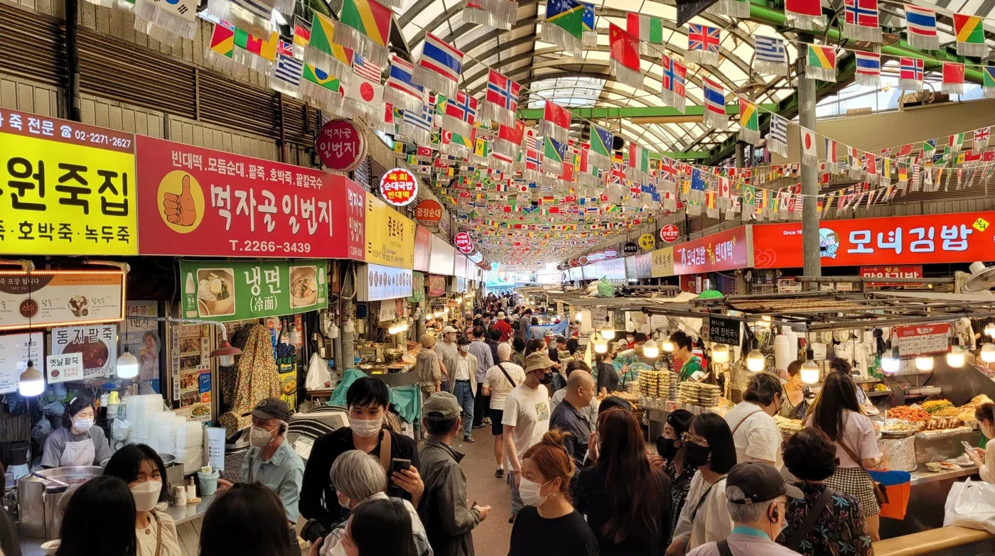 Inside Gwangjang Market, Seoul.
