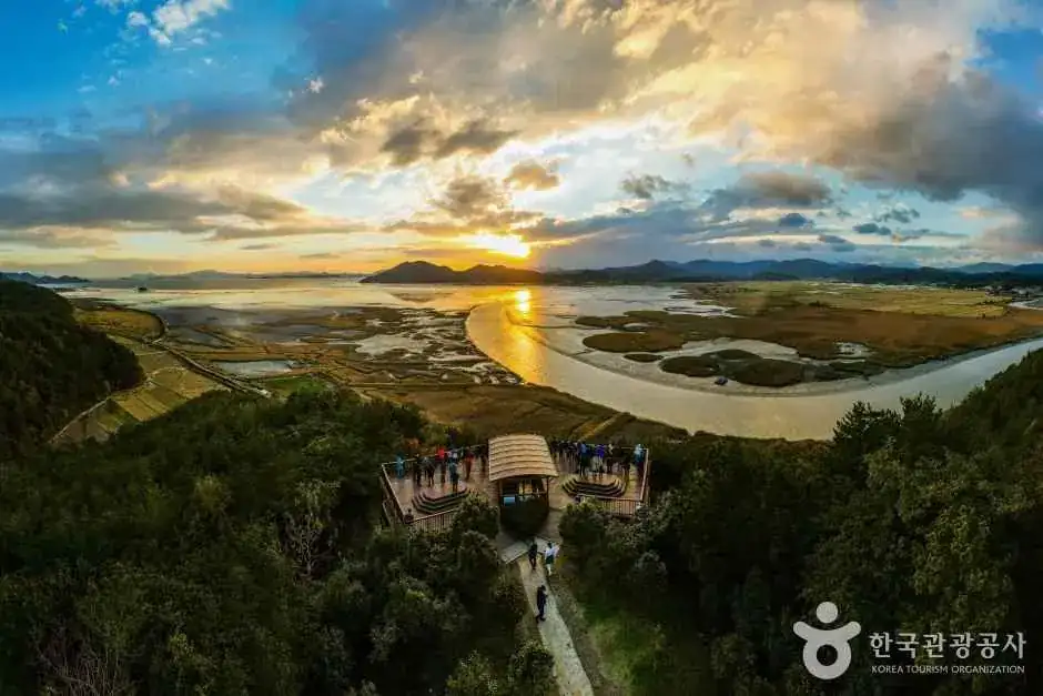 Suncheon Bay sunset panorama and former observatory in 2021