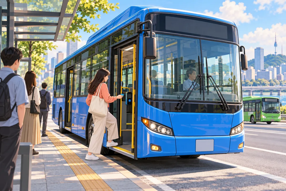 City bus stops