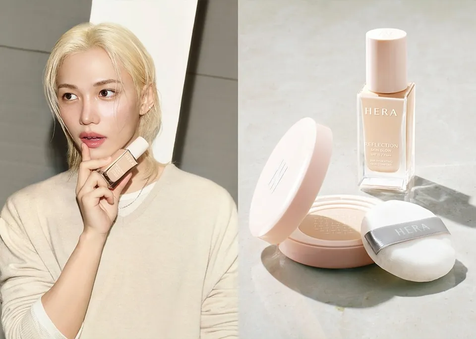 HERA Still Glowing official campaign · Reflection foundation & powder