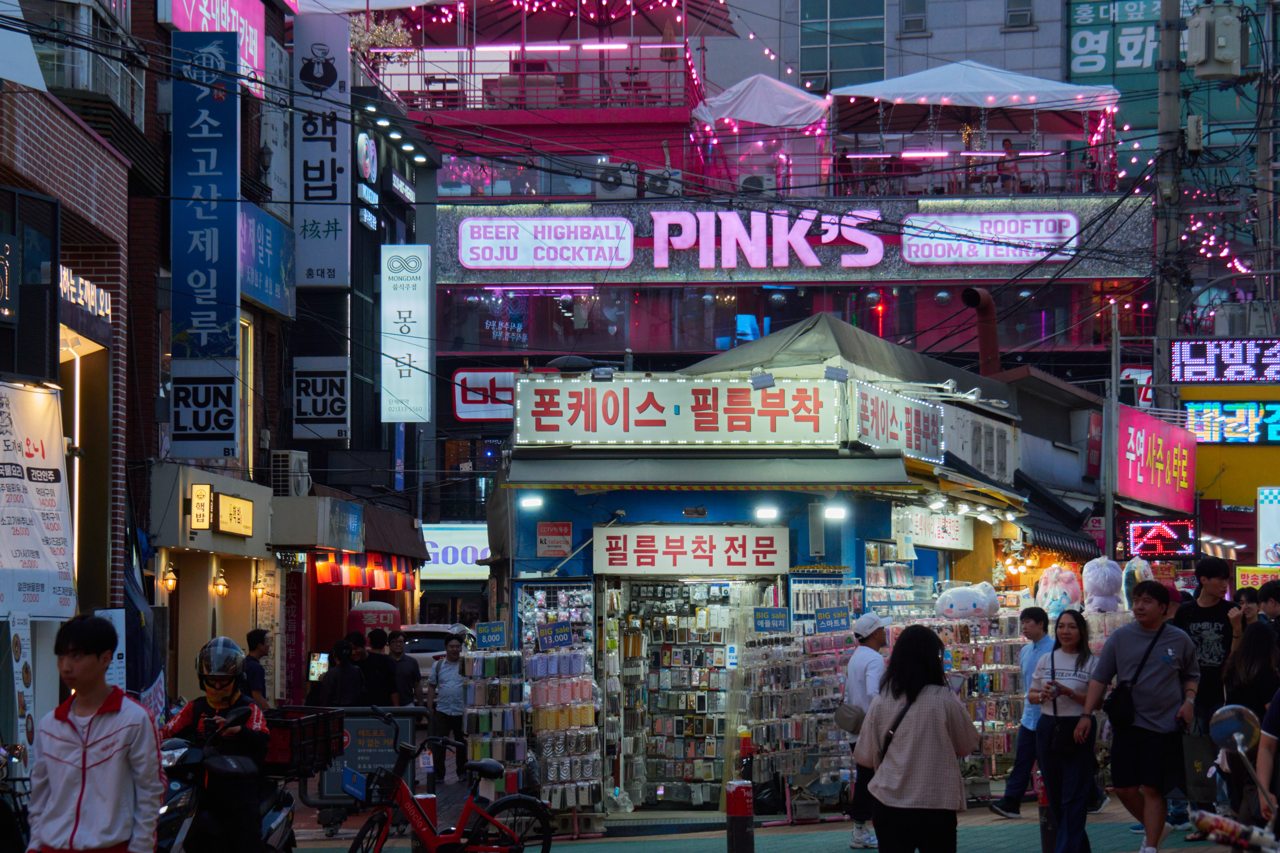 Actual Hongdae street scene, Seoul